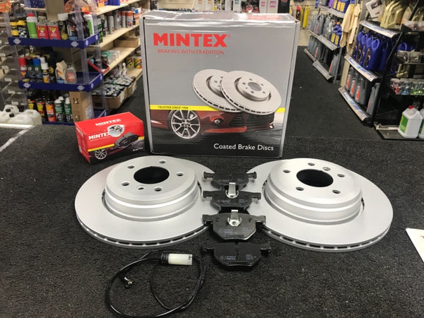 BMW 5 SERIES E60 E61 520D 523 525 525D REAR MINTEX BRAKE DISCS & PADS + WIRE