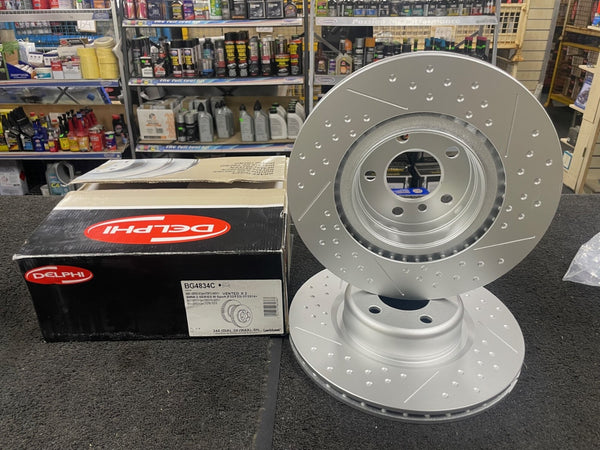 BMW 3 4 SERIES F30 F34 F32 F36 REAR DIMPLED GROOVED BRAKE DISCS PAD 345MM 165MM