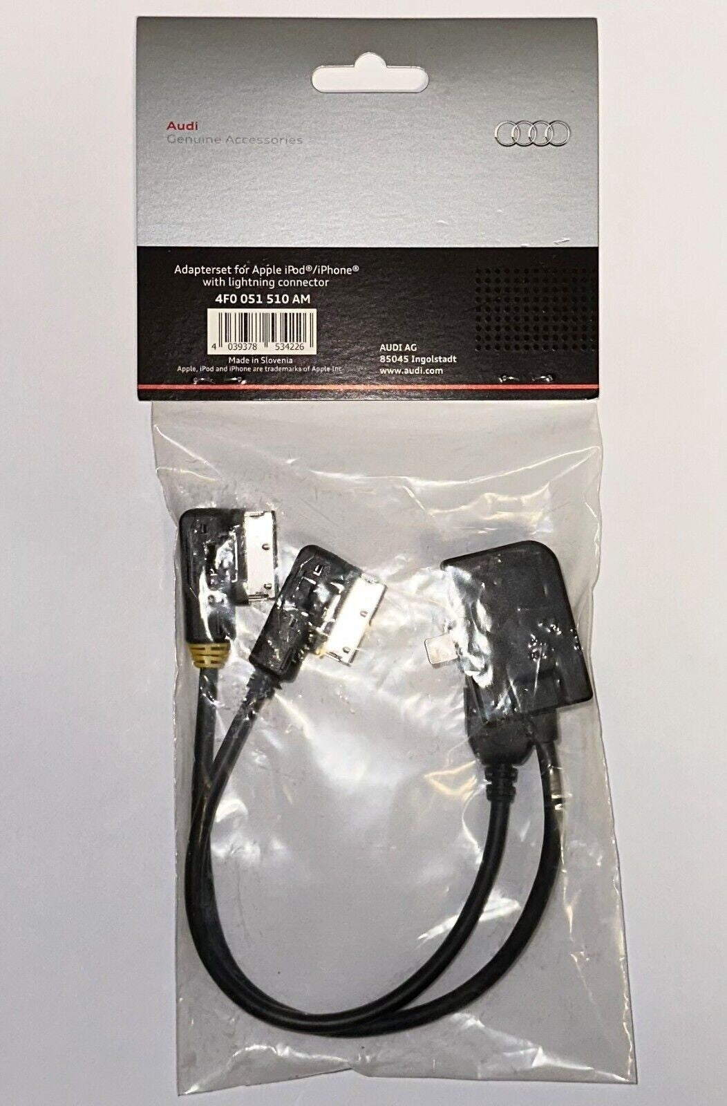 GENUINE AUDI AMI IPHONE IPOD IPAD 5 6 7 LIGHTING LEAD CABLE USB SET 4F0051510AM