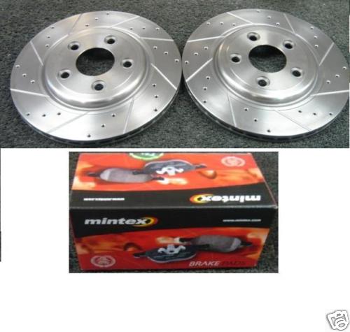 FOR JAG S TYPE 2.5 2.7 3.0 CROSS DRILLED GROOVED BRAKE DISC & MINTEX PADS REAR
