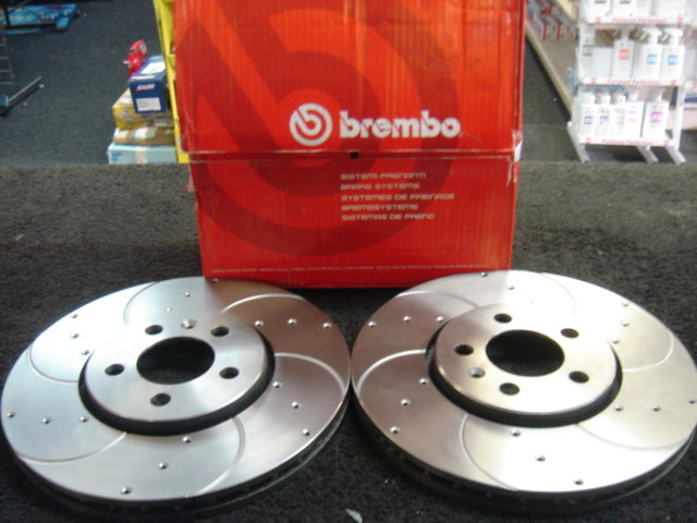 VW POLO 1.2 TSi 5 6R 09 ON BREMBO BRAKE DISC DRILLED GROOVED BREMBO PADS FRONT