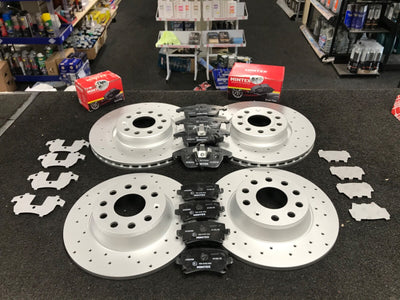 AUDI A3 2.0TDI 170bhp S-LINE SPORT CROSS DRILLED BRAKE DISCS MINTEX BRAKE PADS
