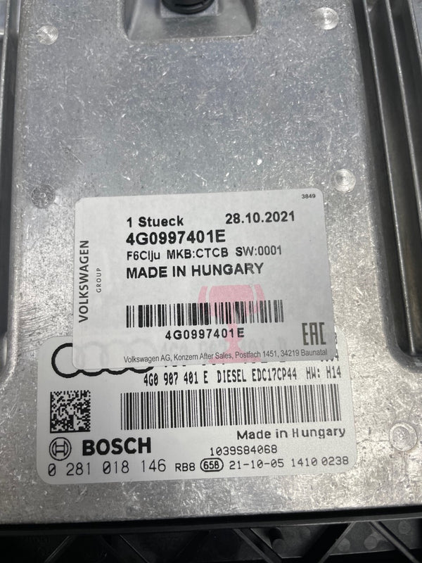 AUDI A6 A7 QUATTRO 2015-2018 6 CYL DIESEL ECU CONTROL UNIT 4G0997401E GENUINE