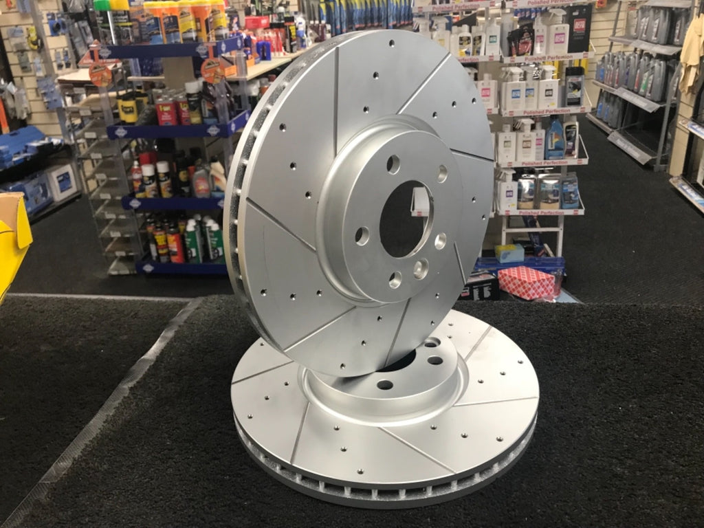 VW TRANSPORTER 2.0BiTDi CROSS DRILLED GROOVED BRAKE DISC FRONT 340MM