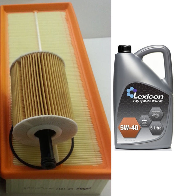 VW GOLF MK5 TDI 1.9 2.0 AIR OIL FILTER + 5L FULLY SYNTHETIC 5W40 OIL SERVICE KIT