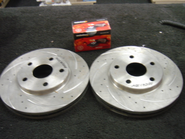 FOR TOYOTA MR2 MK2 SW20 DRILLED GROOVED BRAKE DISCS MINTEX BRAKE PADS SP STYLE 