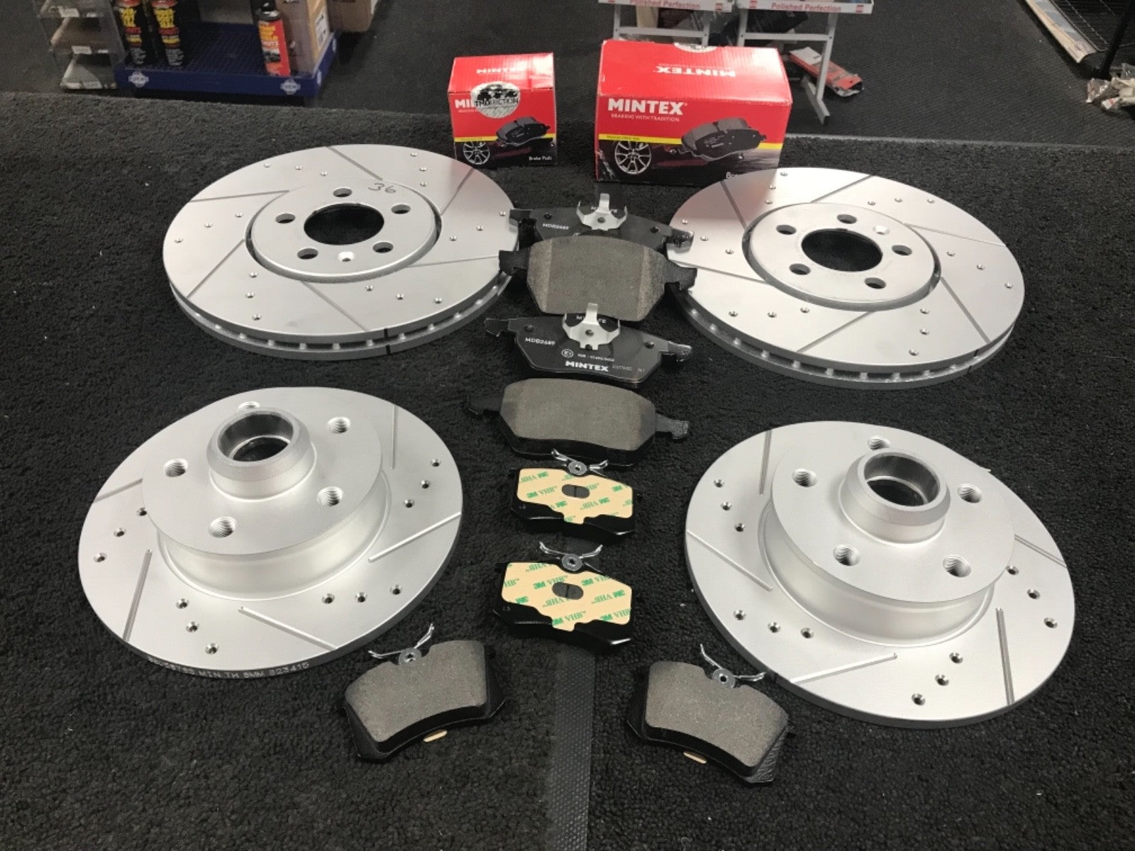 FOR VW GOLF MK3 GTI VR6 BRAKE DISC FRONT REAR CROSS DRILLED GROOVED BRAKE DISCS