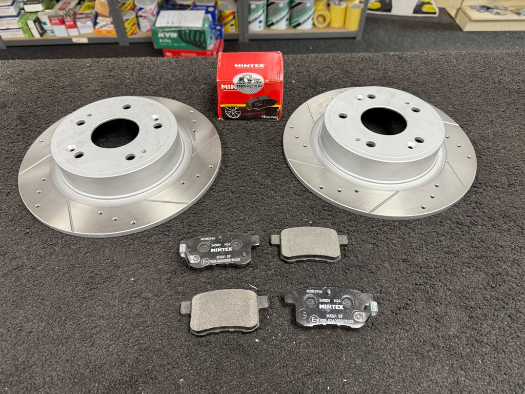 FOR  ACCORD 2.2i-DTEC SALOON TOURER BRAKE DISC DRILLED GROOVED MINTEX PADS