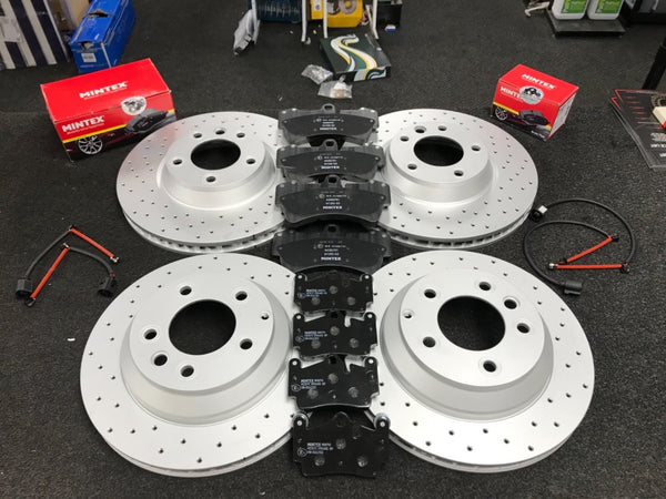 BRAKE DISC CROSS DRILLED BRAKE PADS FRONT REAR CAYENNE S 4.5 955  