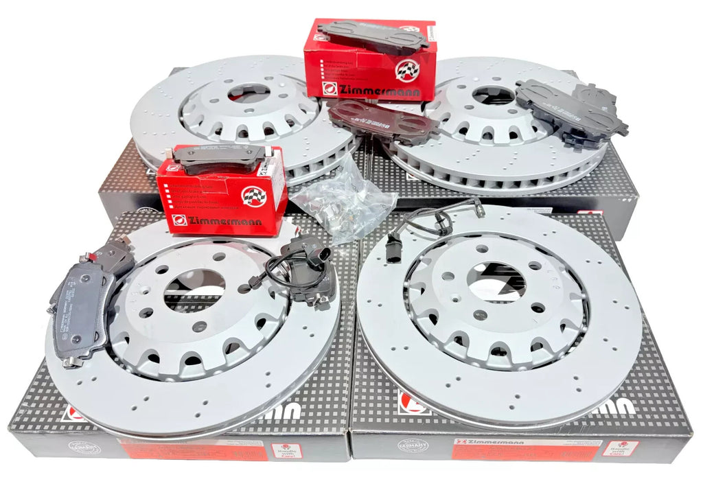 AUDI RS4 B9 2017-24 OEM GERMAN PERFORMANCE CROSS DRILL BRAKE DISC PAD FRONT REAR