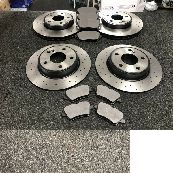 FOR MERCEDES A200 CDi SPORT W176 2014-16 BRAKE DISC CROSS DRILLED PAD FRONT REAR