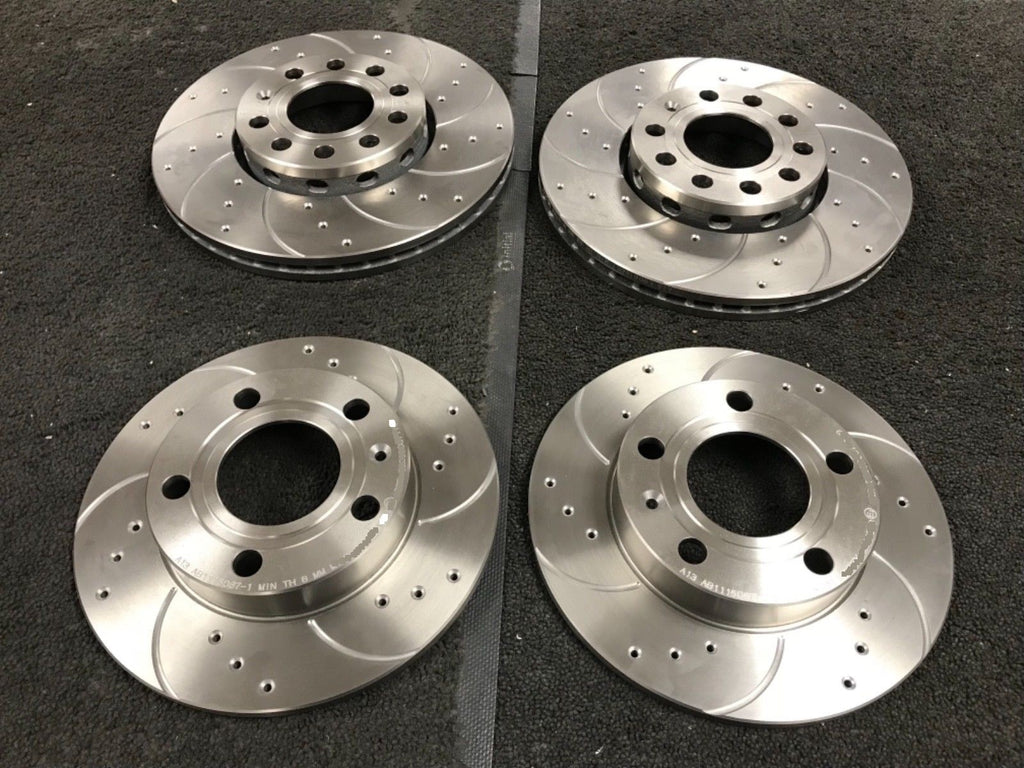 AUDI A4 2.0TDi S LINE B7 BRAKE DISC DRILLED GROOVED FRONT AND REAR SET
