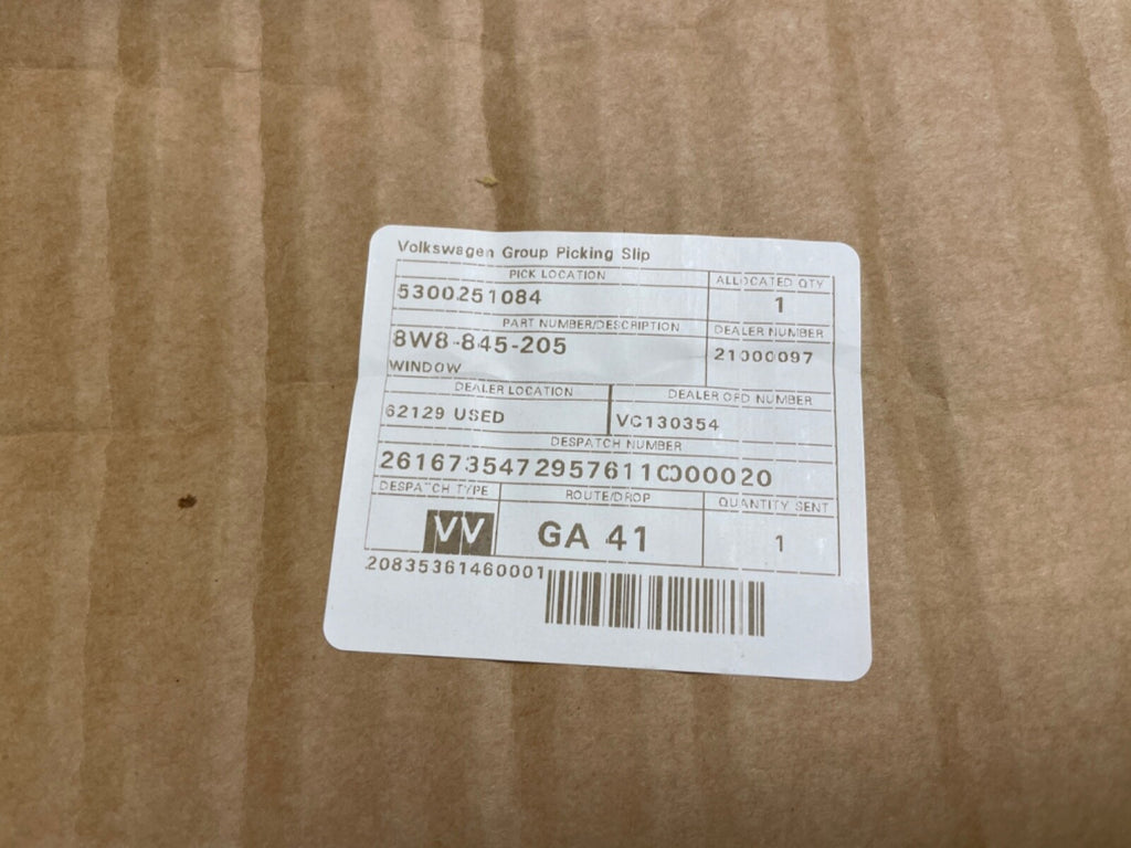 AUDI A5 S5 8W6 SPORTBACK REAR LEFT DOOR GLASS 8W8845205 BRAND NEW GENUINE