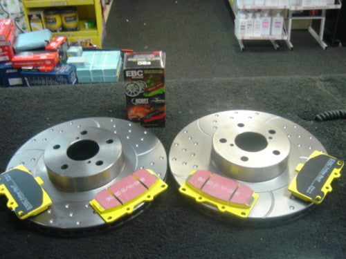 FOR IMPREZA WRX TURBO DIMPLED GROOVED BRAKE DISC PADS FRONT