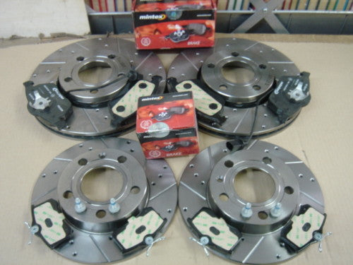 A4 1.8T S LINE B7 CONVERTIBLE BRAKE DISC BRAKE PAD DRILLED GROOVED FRONT REAR