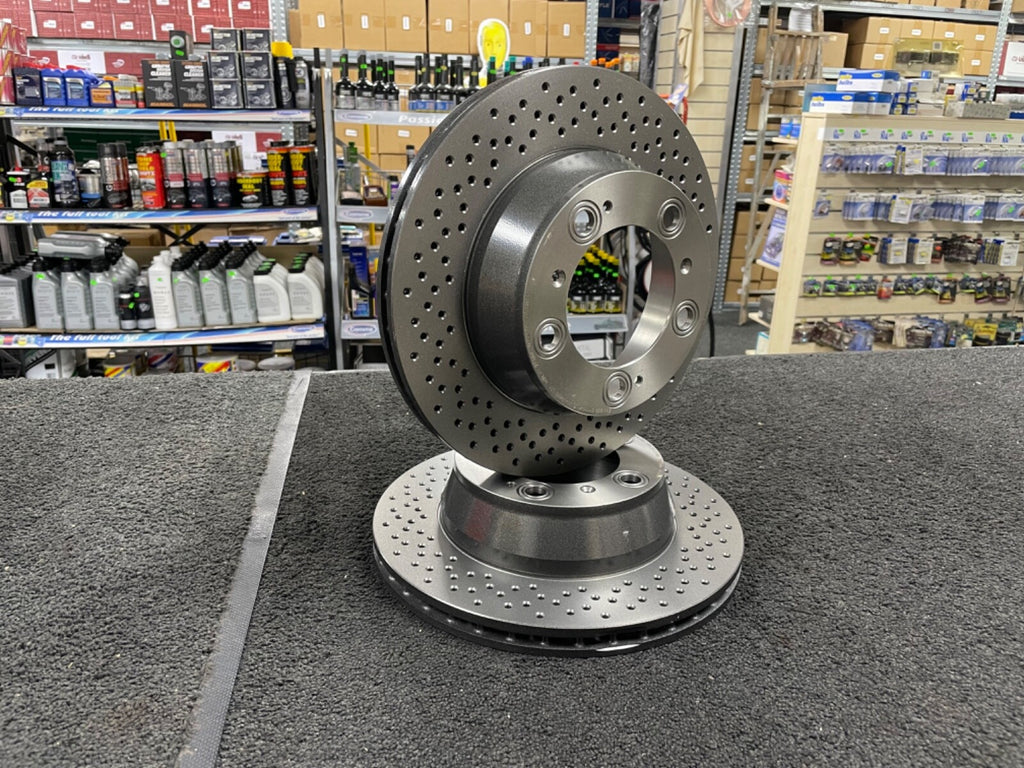PORSCHE CAYMAN 3.4S 987 REAR PERFORMANCE CROSS DRILLED BRAKE DISC COATED