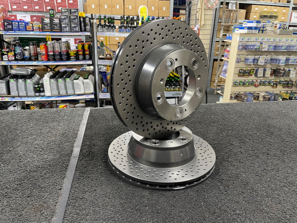 PORSCHE CAYMAN 3.4S 987 REAR PERFORMANCE CROSS DRILLED BRAKE DISC COATED