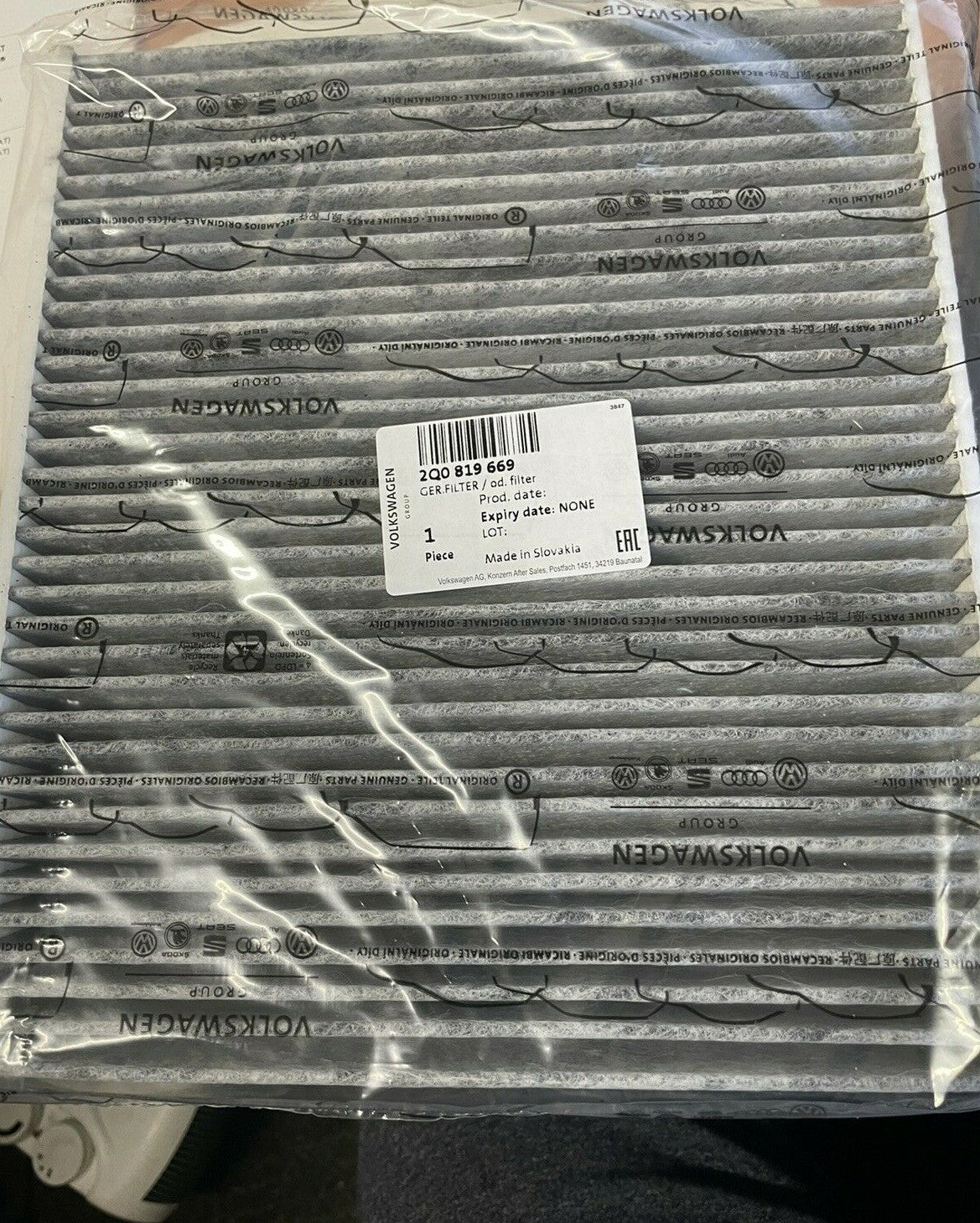 AUDI A1  2018ON ARONA IBIZA  FABIA KAMIQ POLLEN CABIN FILTER 2Q0819669 GENUINE