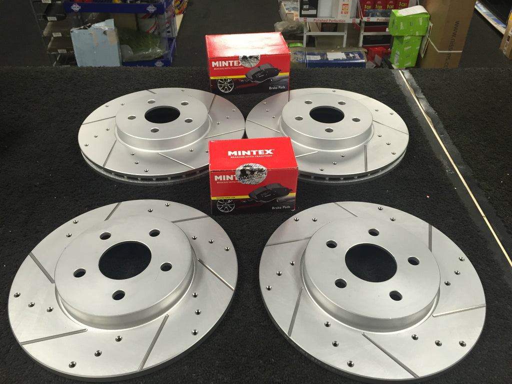 FORD MONDEO MK3 ST 2.2TDCI CROSS DRILLED GROOVED BRAKE DISC FRONT REAR PADS