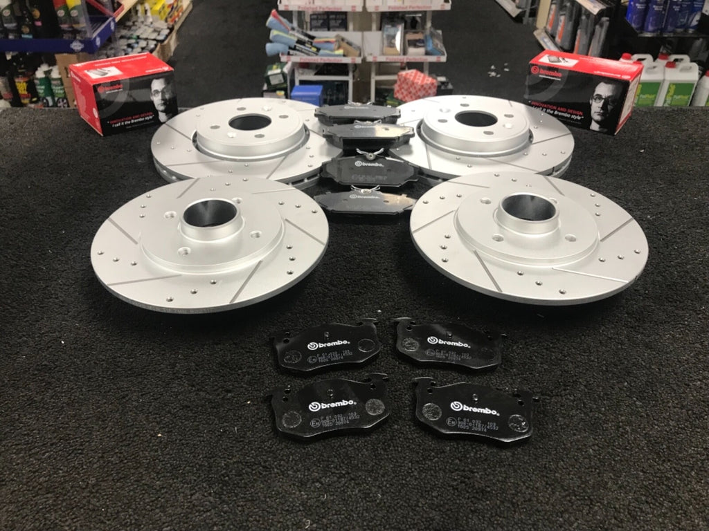 RENAULT CLIO SPORT 172  BRAKE DISC CROSS DRILLED GROOVED BREMBO PADS FRONT REAR