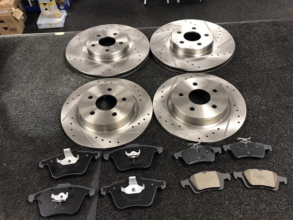 FORD VOLVO  CONNECT TDCi BRAKE DISC CROSS DRILLED GROOVED FRONT REAR BRAKE PADS