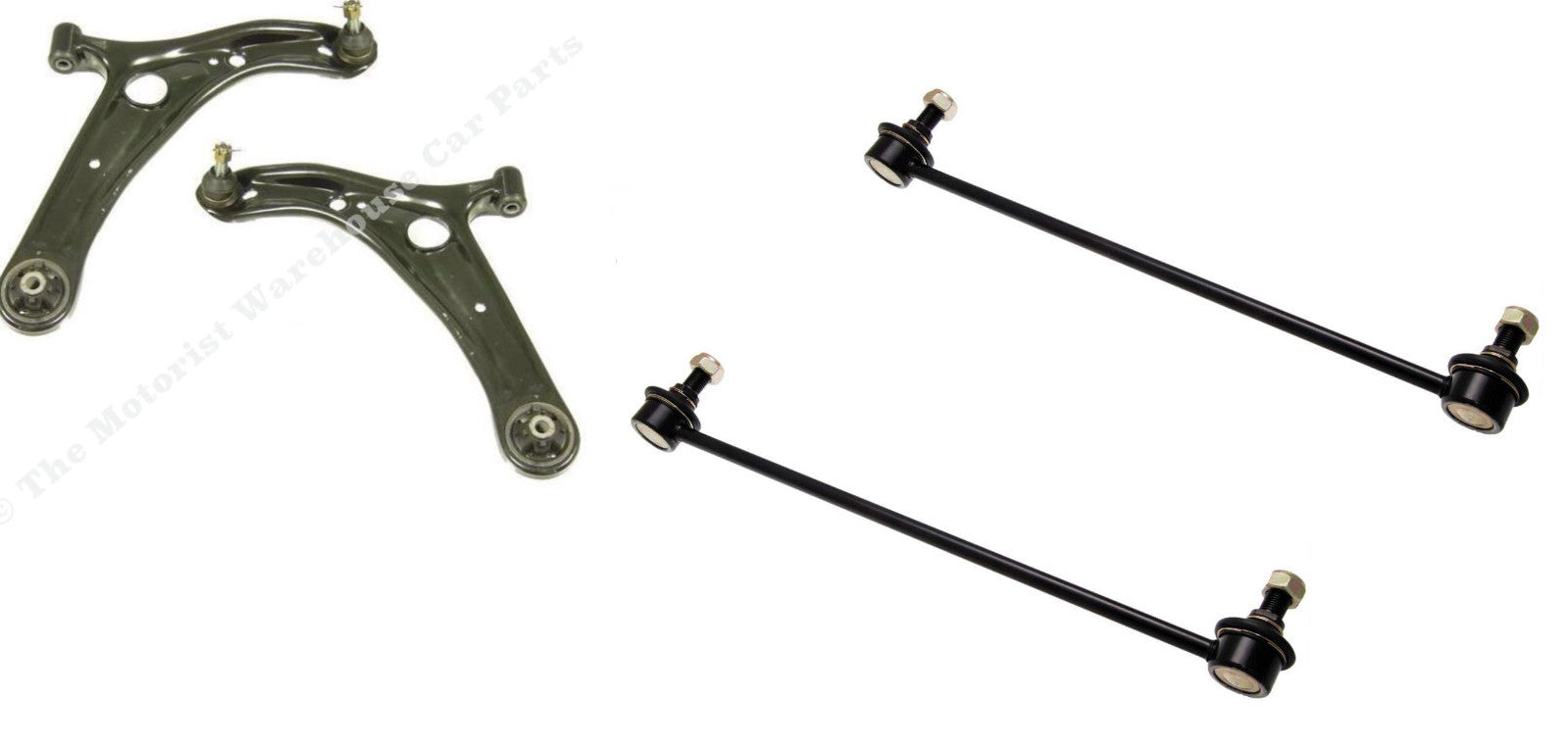 FOR TOYOTA YARIS  2 LOWER WISHBONE SUSPENSION ARMS 2 ANTI ROLL BAR LINK 2006 ON 