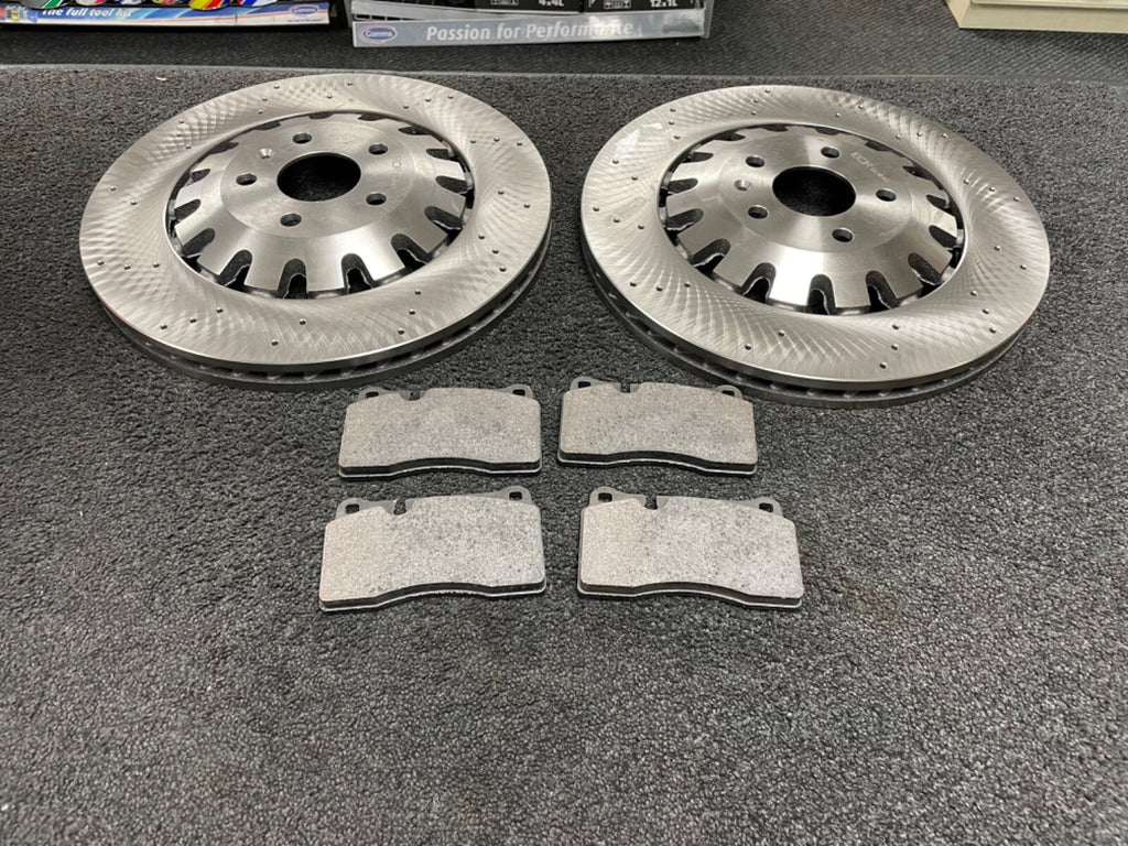LEON CUPRA R 300 310 345 BHP FRONT BRAKE DISC PADS 370X32 8J0615301 E F K