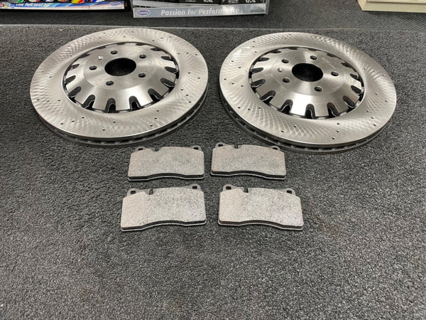 LEON CUPRA R 300 310 345 BHP FRONT BRAKE DISC PADS 370X32 8J0615301 E F K