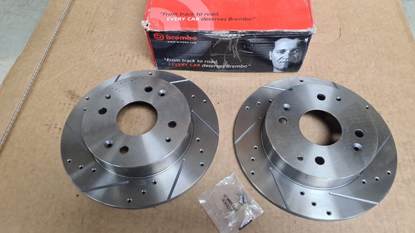 FOR HONDA ACCORD ROVER 618 620 BREMBO DRILLED GROOVED REAR BRAKE DISCS
