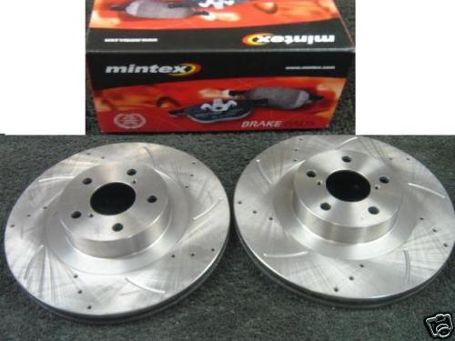 FOR IMPREZA TYPE R RA DRILLED GROOVED BRAKE DISCS &PAD 295