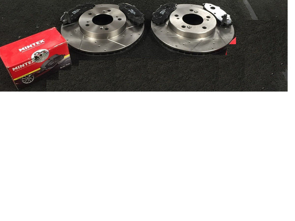 FOR HONDA INTEGRA TYPE R DC2 DRILLED GROOVED FRONT BRAKE DISCS MINTEX PADS