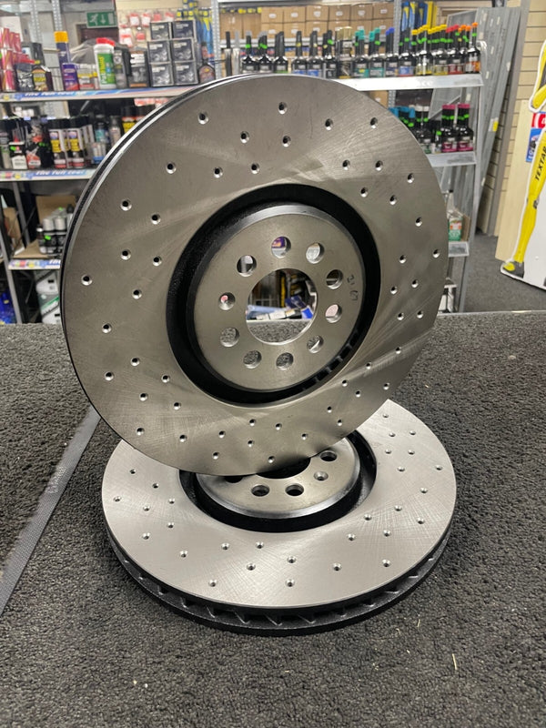 VW GOLF MK4 R32 AUDI TT A3 3.2 V6 8N PERFORMANCE CROSS DRILLED BRAKE DISCS 334MM
