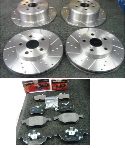 FOR HONDA CRV 2.2iCDTI 2005-2010 BRAKE DISC CROSS DRILLED GROOVED MINTEX PADS