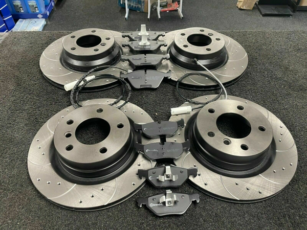 BMW 635D 650 M E63 E64 FRONT REAR DRILLED & GROOVED BRAKE DISC AND PADS