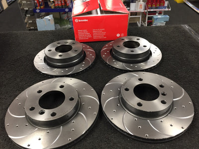 BMW 318 320 316 E46 BRAKE DISC BREMBO DRILLED GROOVED BRAKE DISC FRONT REAR