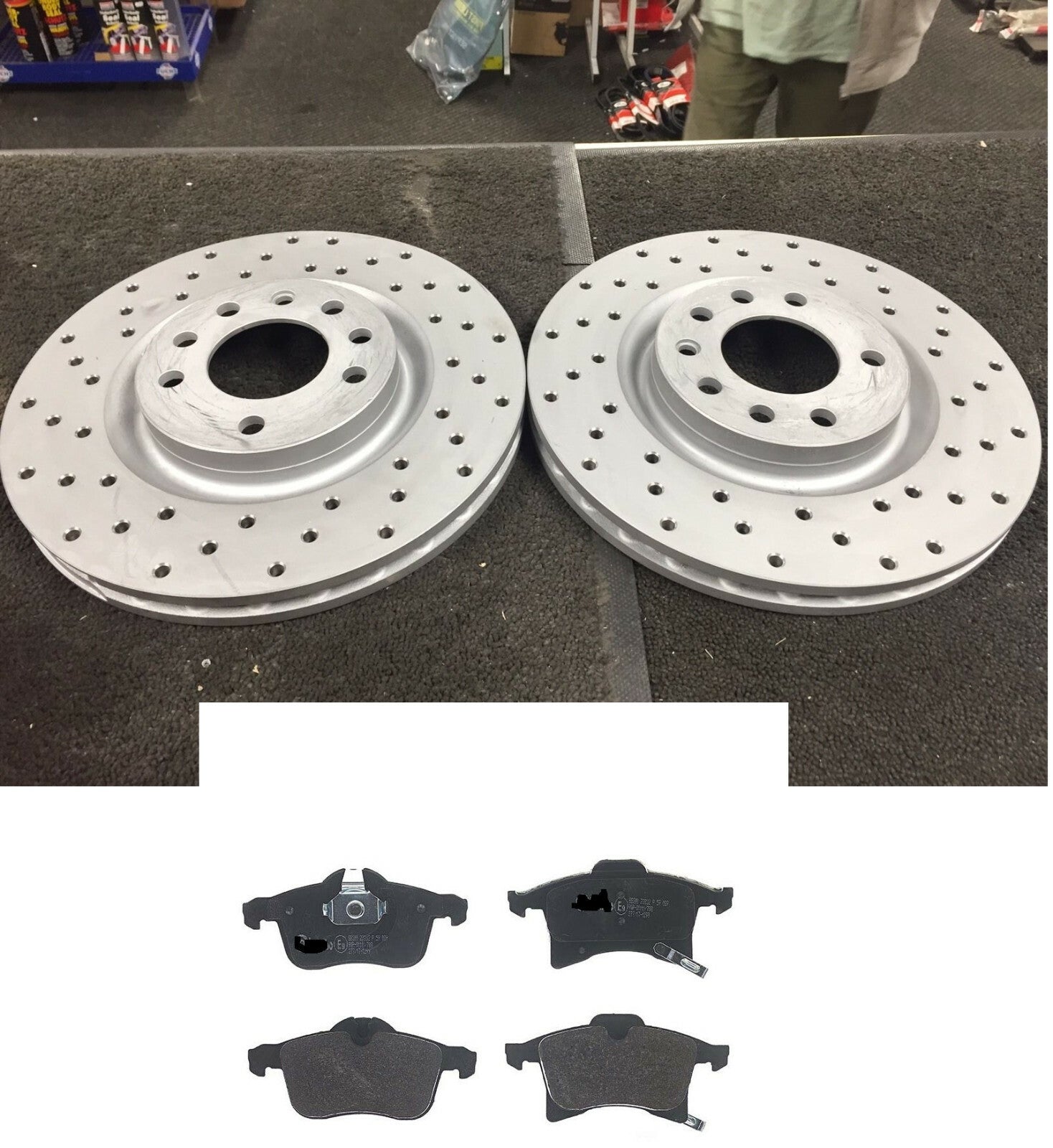 FOR VAUXHALL CORSA E VXR 308MM CROSS DRILLED FRONT BRAKE DISC PAIR + PADS 