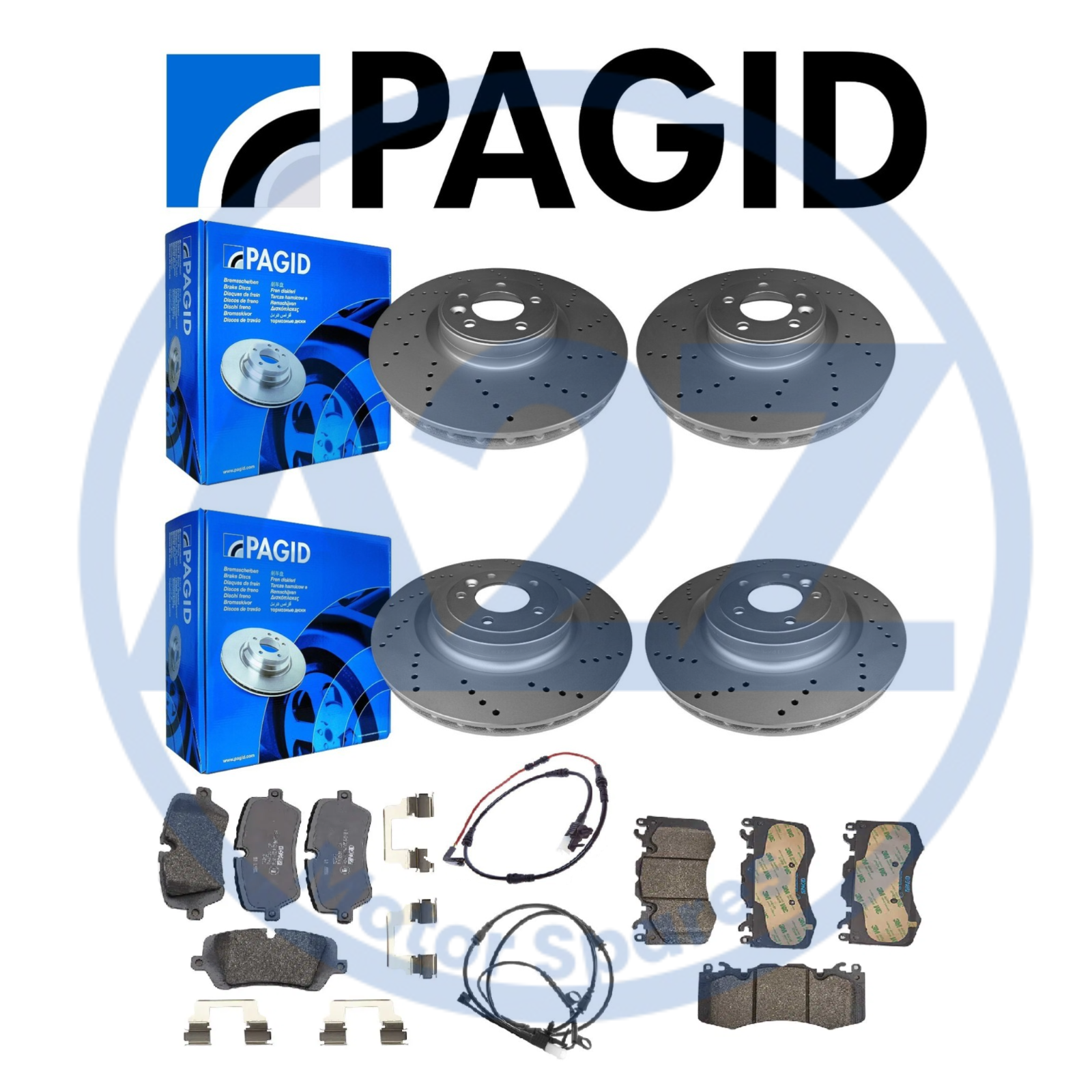 FRONT REAR DRILLED PAGID BRAKE DISCS PADS SET FITS RANGE ROVER SPORT L494 MK2