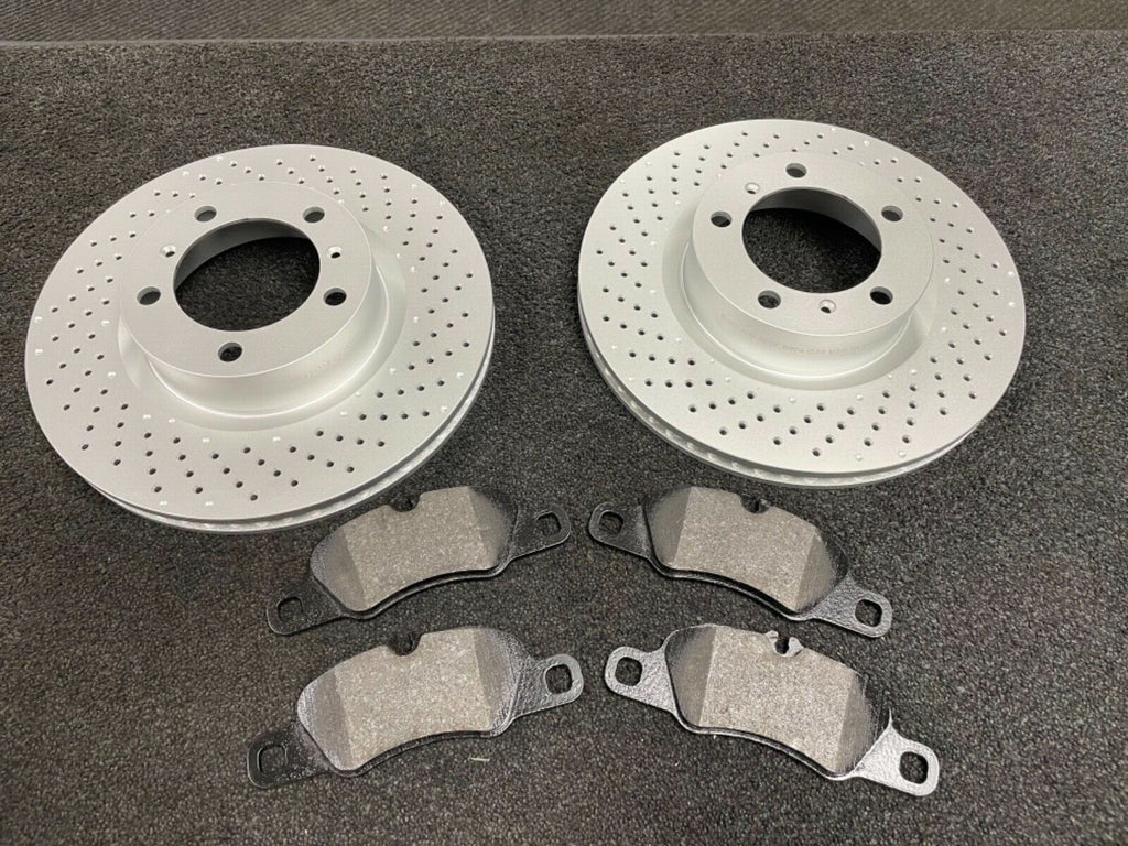 PORSCHE 991 Carrera 4 FRONT  BRAKE DISC DRILLED & PADS NEW