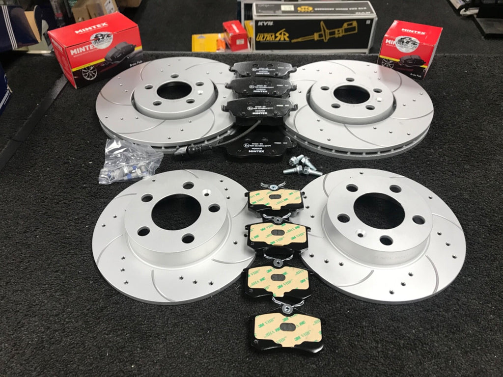 SKODA FABIA VRS BRAKE DISC DRILLED GROOVED MINTEX BRAKE PADS FRONT REAR
