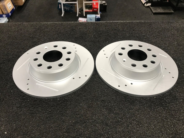 A3 SPORTBACK TDI SPORT BRAKE DISC DRILLED GROOVED PAIR REAR 