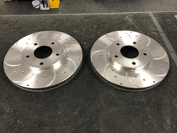 FOR MITSUBISHI 3000 GT FRONT BRAKE DISCS DRILLED GROOVED 296MM X 5 STUD