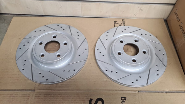 FOR JAGUAR S TYPE X200 REAR 300MM VENTED DRILLED GROOVED BRAKE DISCS