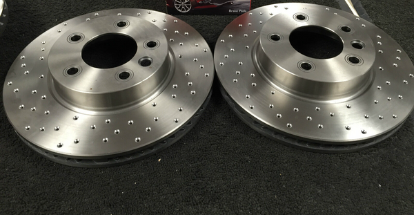 FOR  AUDI Q7 4.2TDI QUATTRO S LINE 2009-15 BRAKE DISC CROSS DRILLED FRONT 350MM