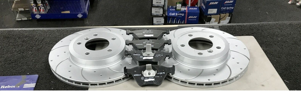 FOR BMW 330e 2.0 PHEV G20 G21 G42 FRONT  DRILLED GROOVED BRAKE DISCS PADS