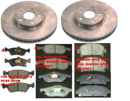 AVENSIS 1.6 1.8VVTI  2000-03 FRONT RBAKE DISCS & PADS