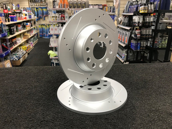 A3 SPORTBACK TDI SPORT BRAKE DISC DRILLED GROOVED PAIR REAR 