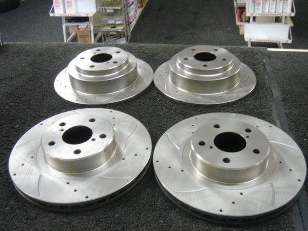 FOR IMPREZA WRX TURBO 94-98 BRAKE DISC CROSS DRILLED GROOVED FRONT REAR