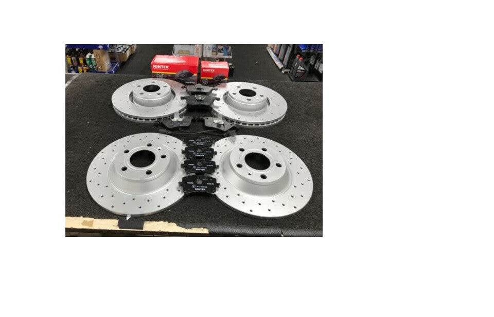 FOR A6 AVANT TDI QUATTRO S LINE MK4 4GC7 FRONT REAR DRILLED BRAKE DISCS WITH PAD