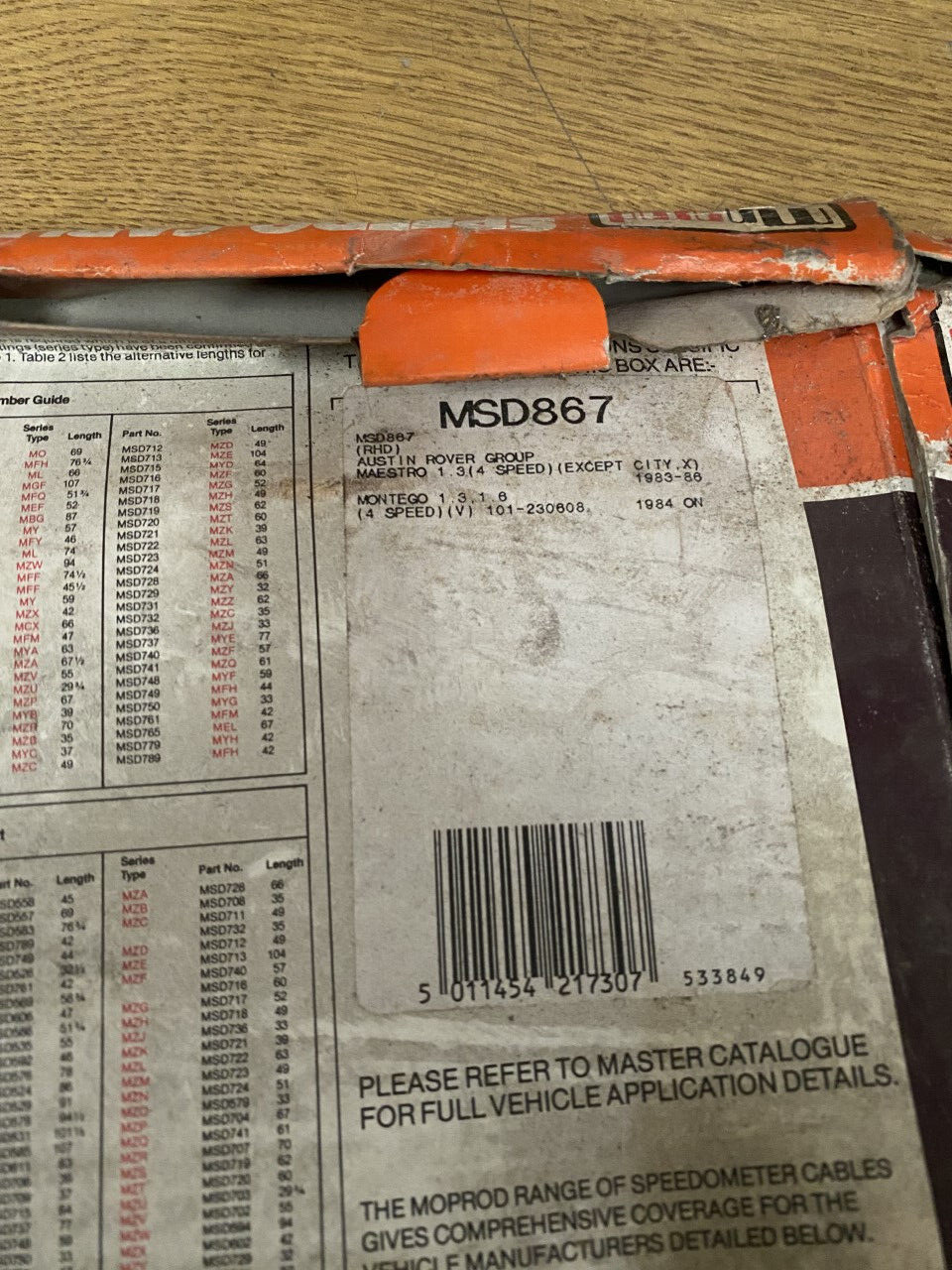 FOR AUSTIN ROVER MAESTRO 1.3 MONTEGO 1.3 1.6 4 SPEED SPEEDO CABLE MSD867