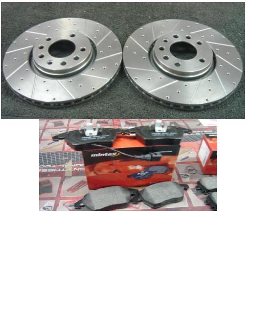 SKODA SUPERB 2.5TD 2000-08 DRILLED GROOVED FRONT BRAKE DISCS MINTEX PADS 